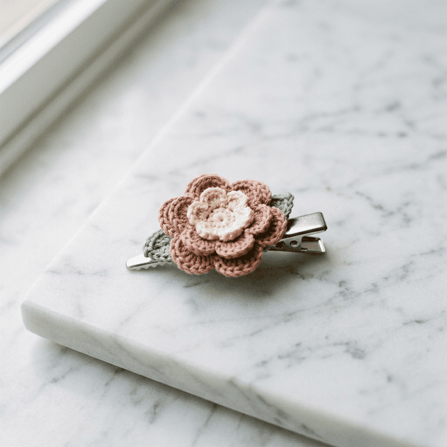 Handmade Crochet Floral Hair Clip